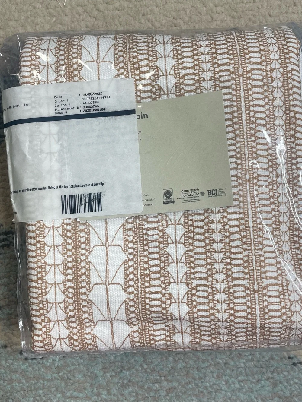 West Elm Echo Print Curtain Gold Dust Single Panel 48x84
